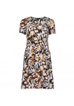 French Connection Enid Stretch Print Fit And Flare Dress (Jaffa Orange Multi)
